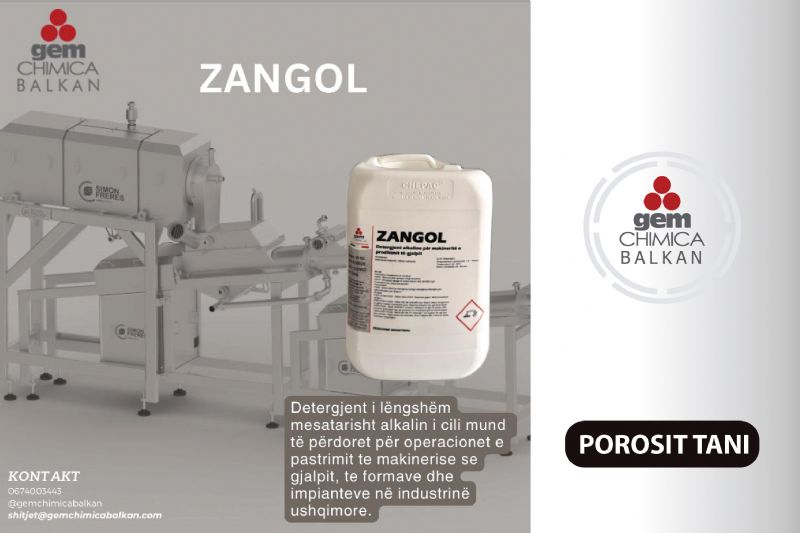 ZANGOL për pastrimin e impianteve ushqimore, Detergjent për makineritë e...