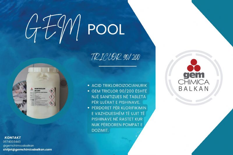 GEM TRICLOR ne tableta per klorifikimin e ujit te pishines, Produkt per ...